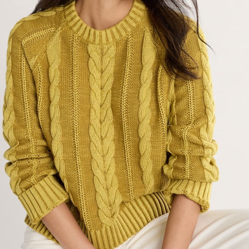 Pendleton Cable Knit Sweater in Mustard Yellow